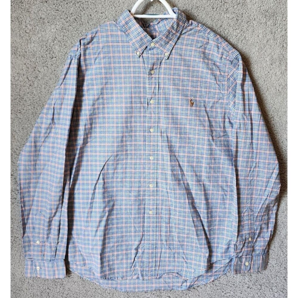 Ralph‎ Lauren Slim Fit Stretch Oxford Plaid Long Sleeve Button Down Shirt XXL